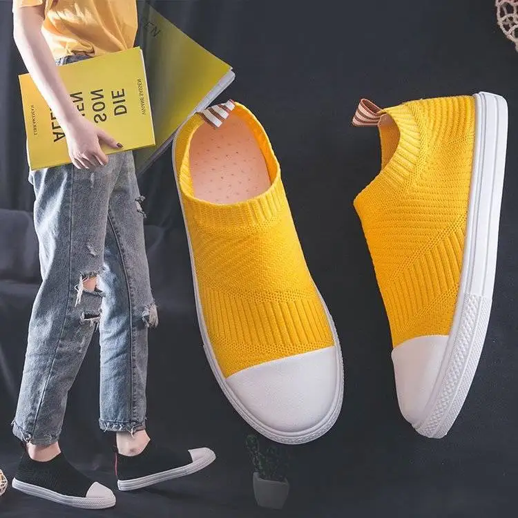 

Shoes Women's 2019 Summer Korean-style Students Slip-on Loafers INS chao fei Woven wa zi xie Breathable Casual Board Shoes