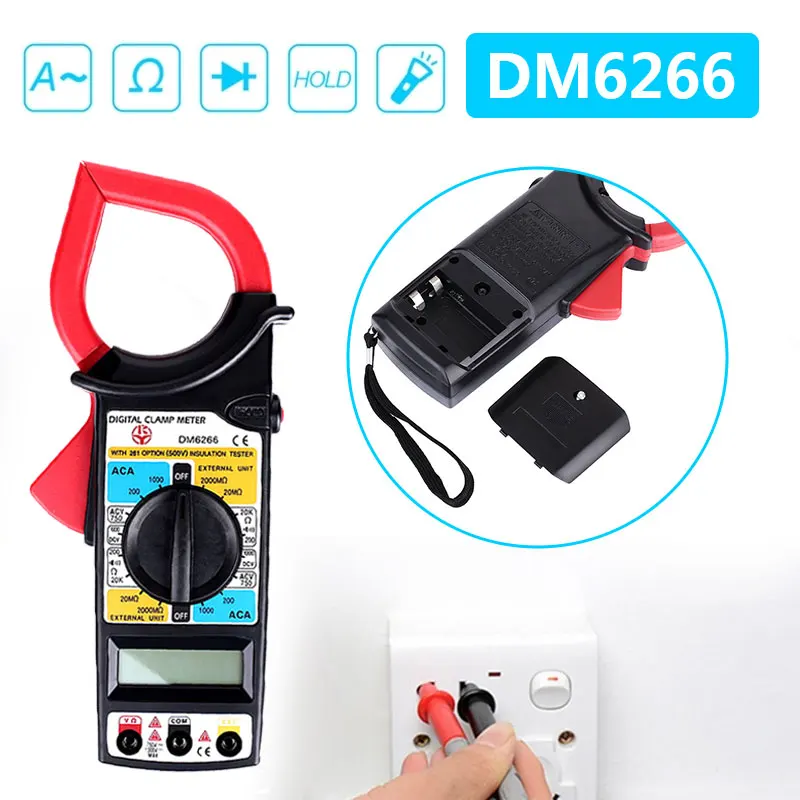 

DM6266 Blue Black Home Tools Multimeter Universal Meter Automatic Household Outdoor Tester Test Kit Portable