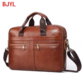 

New Genuine Leather Men's Briefcase Business Men Handbag Laptop Bag Male Shoulder Messenger Bag Travel Bags Soft Cowhide Leather