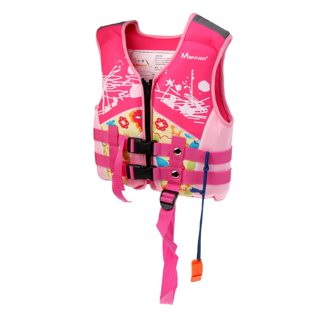 Pink/Blue 33-55lbs Weight Kids Buoyancy Life Jackets Vest with Whistle & Reflective Strip for Water Sports Swimming Boating