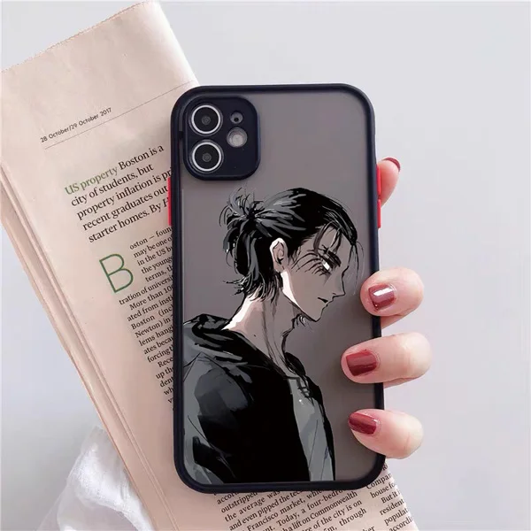 Anime Japanese Allen Attack On Titan Phone Case For Iphone 12 13Mini 11 Pro XS MAX 8 7 6 Plus X SE2020 XR Hard Fundas Coque Case black Allen 9