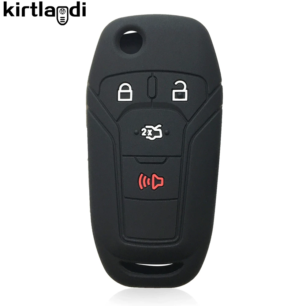 Kirtlandi 실리콘 키 케이스 커버 홀더 Ford Fusion Ka GM 2014 2015 2016 2018 2020 플립 접이식 자동차 키 커버 키 체인 Fob