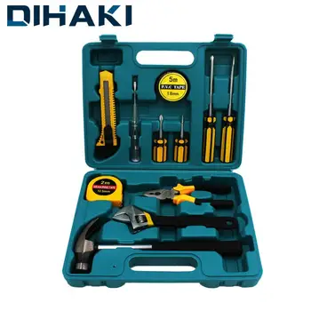 

12Pcs Hand Tool Set General Household Tool Kit with Storage Case Hammer Pliers Screwdriver Utility Knife Wrench Set of Tools