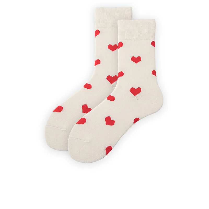 

New Fashion Harajuku Women Cotton Long Socks Love Heart Pattern Socks Hiphop Solid Cotton Cool Socks