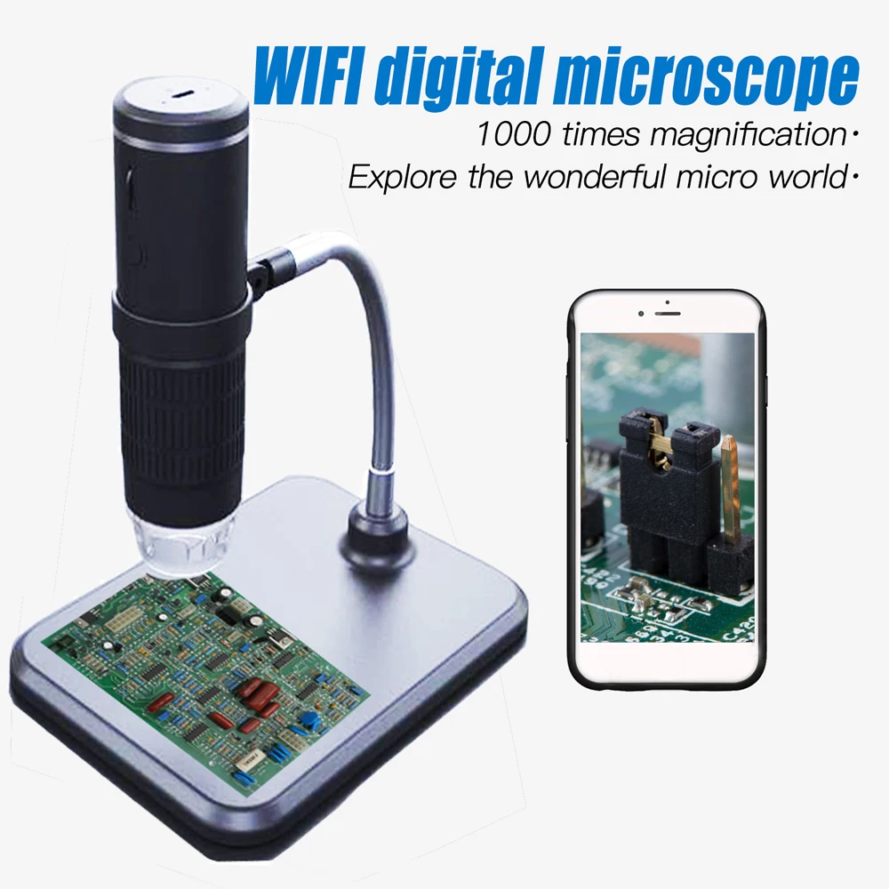

Multifunctional Wireless Microscope 2.0MP WIFI High-definition Electronic Microscopes 8 Adjustable Brightness LED Lights