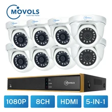 MOVOLS CCTV 1080P ночное видение для помещений/улицы 8 шт. камера s 8CH камера безопасности комплект 2MP DVR комплект AHD система видеонаблюдения