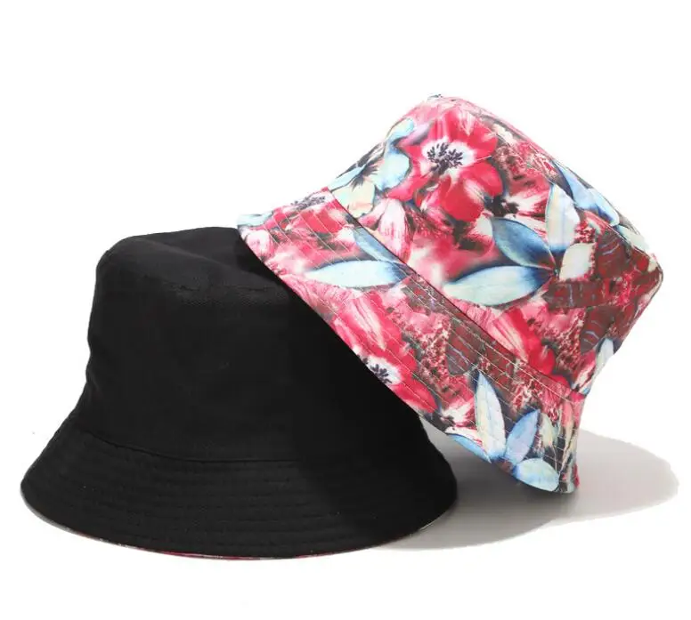 peach pink Two Side Reversible Flower bucket hat for women hip hop fisherman hat Adult female panama bob hat seasons Orange flat hat - Цвет: peach pink