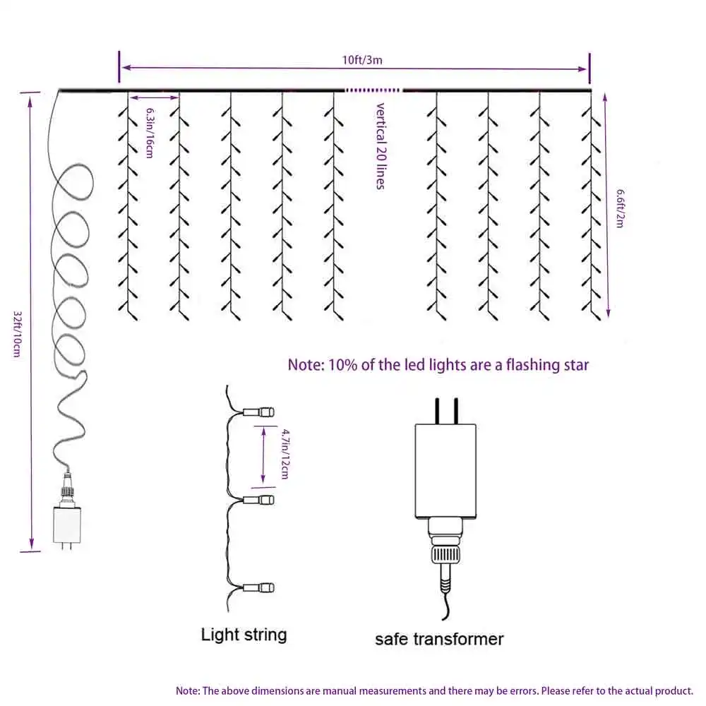 360LED 9.8ft x 6.6ft оконный занавес струнный светильник, сосулька Фея Сосулька светильник s с частями мерцающие лампочки украшения для занавесок