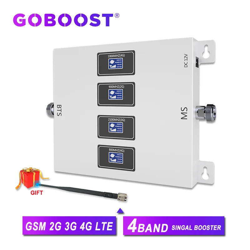 4 полосный Усилитель сотового сигнала GOBOOST 4G LTE 800 GSM 900 DCS 1800 UMTS 2100 усилитель 2G 3G