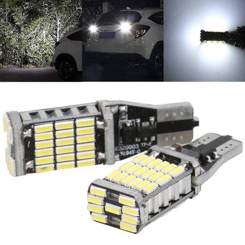 2 шт. T15 W16W 45 SMD 4014 без ошибок LED-камера заднего вида для автомобиля задняя 6000K белые лампочки