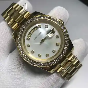 

18K gold diamonds watch 41mm size AAA day Men Fashion Luxury Watch Date Automatic Mechanical glide smooth second hand