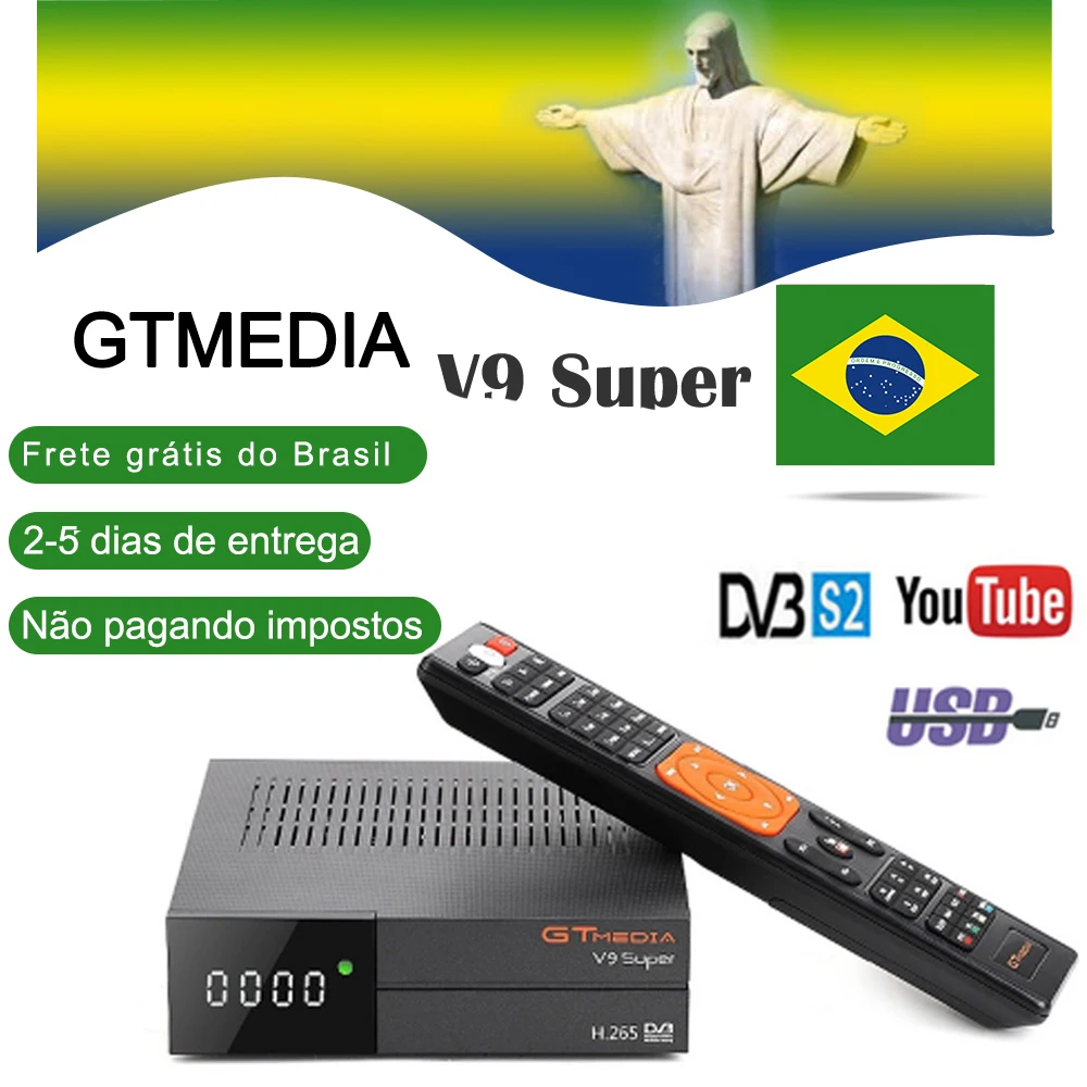 Gtmedia V9 Super Satelite Receptor DVB-S2 ресивер для cсcam Cline Корабль из Бразилии H.265 1080P спутниковый ТВ приемник встроенный Wifi