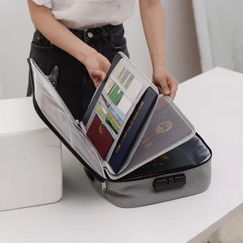 

New Style Documents Storgage Bag Household File Certificate Large-Volume Organizing Folders Storage Box Three Layer Lock