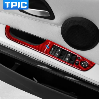 

Car Styling For BMW e90 e92 e93 M performance Carbon Fiber Stickers Window Lifter Control Window Switch Decor Armrest Panel Trim