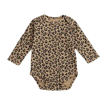 

0-24M Newborn Baby Leopard Print Romper Long Sleeve Casual Home Clothes Jumpsuit Playsuit Boy Girl Outfit