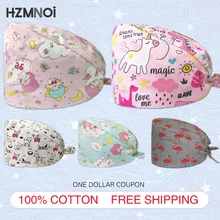 

Fashion Women's Surgical Cap Printed Stretch Cotton Sweat-absorbent Nurse Cap Dentist Laboratory Beauty Salon Clinic Scrub Cap