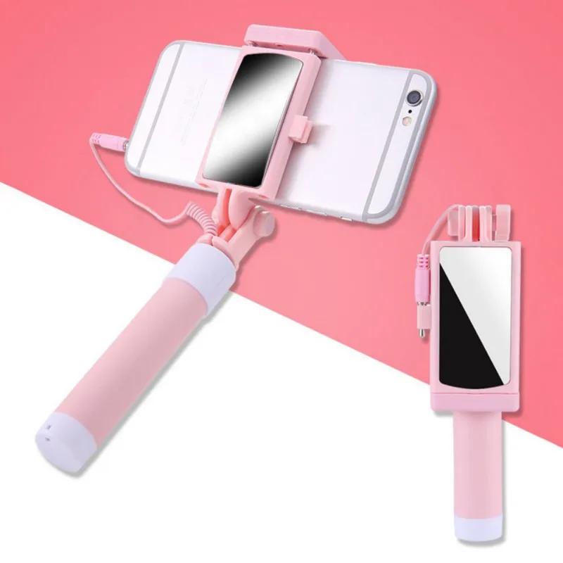 Phone Selfie Stick With Rear Mirror Small Lightweight Smartphone Photo Video Holder