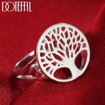 

DOTEFFIL 925 Sterling Silver Trees Ring Round For Women Fashion Wedding Engagement Party Gift Charm Jewelry