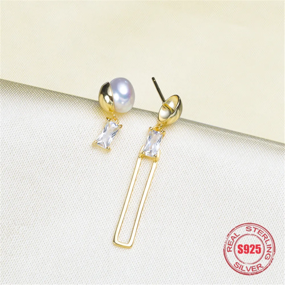 

Classic Pearl Earrings Mounting S925 Sterling Silver Earrings Hooks Dangle Fittings Handmade Craft Accessory
