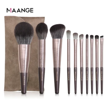 

MAANGE 10 Pcs Makeup Brushes Set Cosmetic Foundation Powder Blush Eyebrow Eye Shadow Blending Brush Make Up Tool Kit with Bag