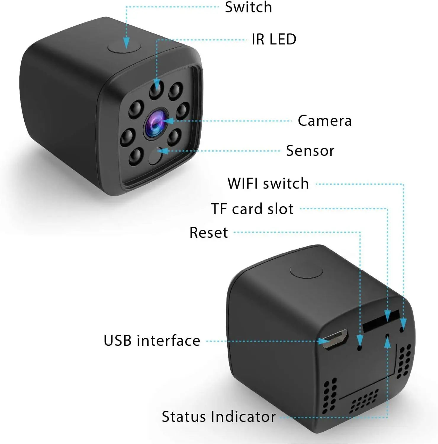 Мини Камера wi fi 1080p IP камера Открытый Ночное видение Android Беспроводной без рамки с