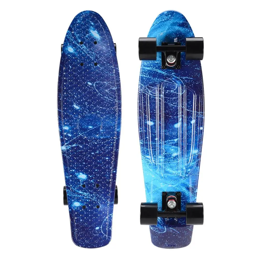 27 inch Cruiser Skateboard Skate Board Plastic Retro Longboard Complete Graphic Series Galaxy Starry Floral Boys Girls