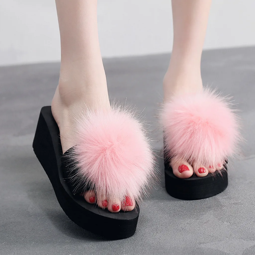 furry slip on shoes
