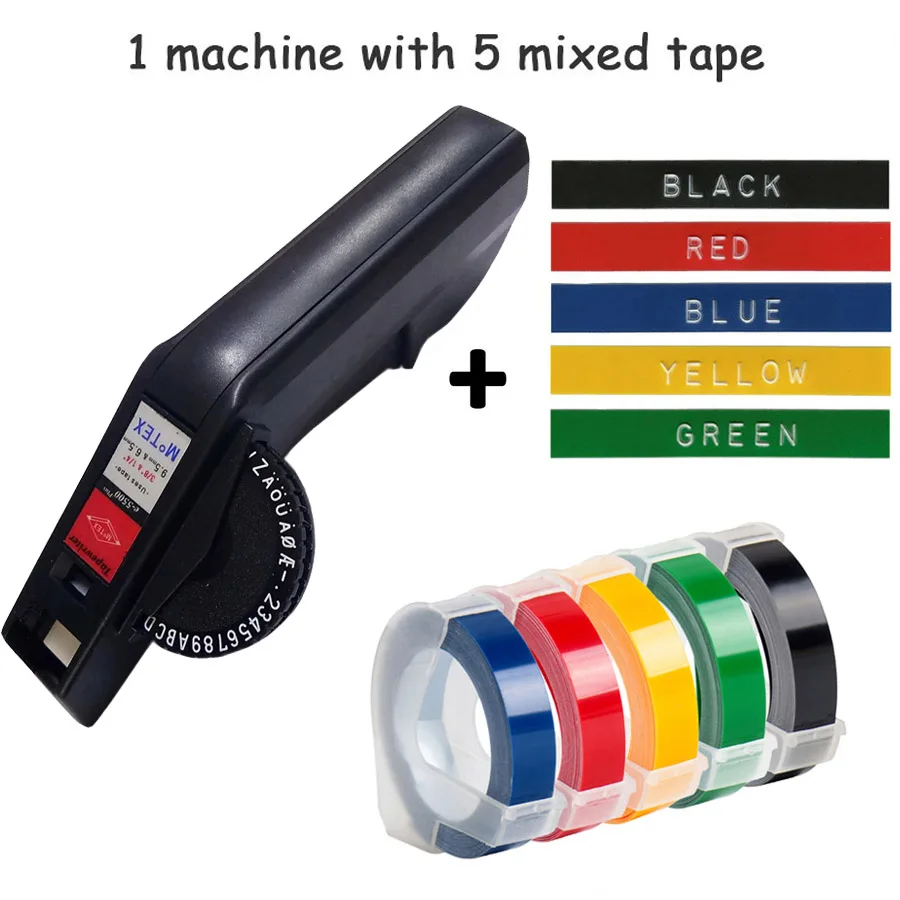 Manual Label Printer Embossing E-5500B motex plastic lettering with mixed tape machine for 3D embossing 9/12mm label black | Компьютеры и