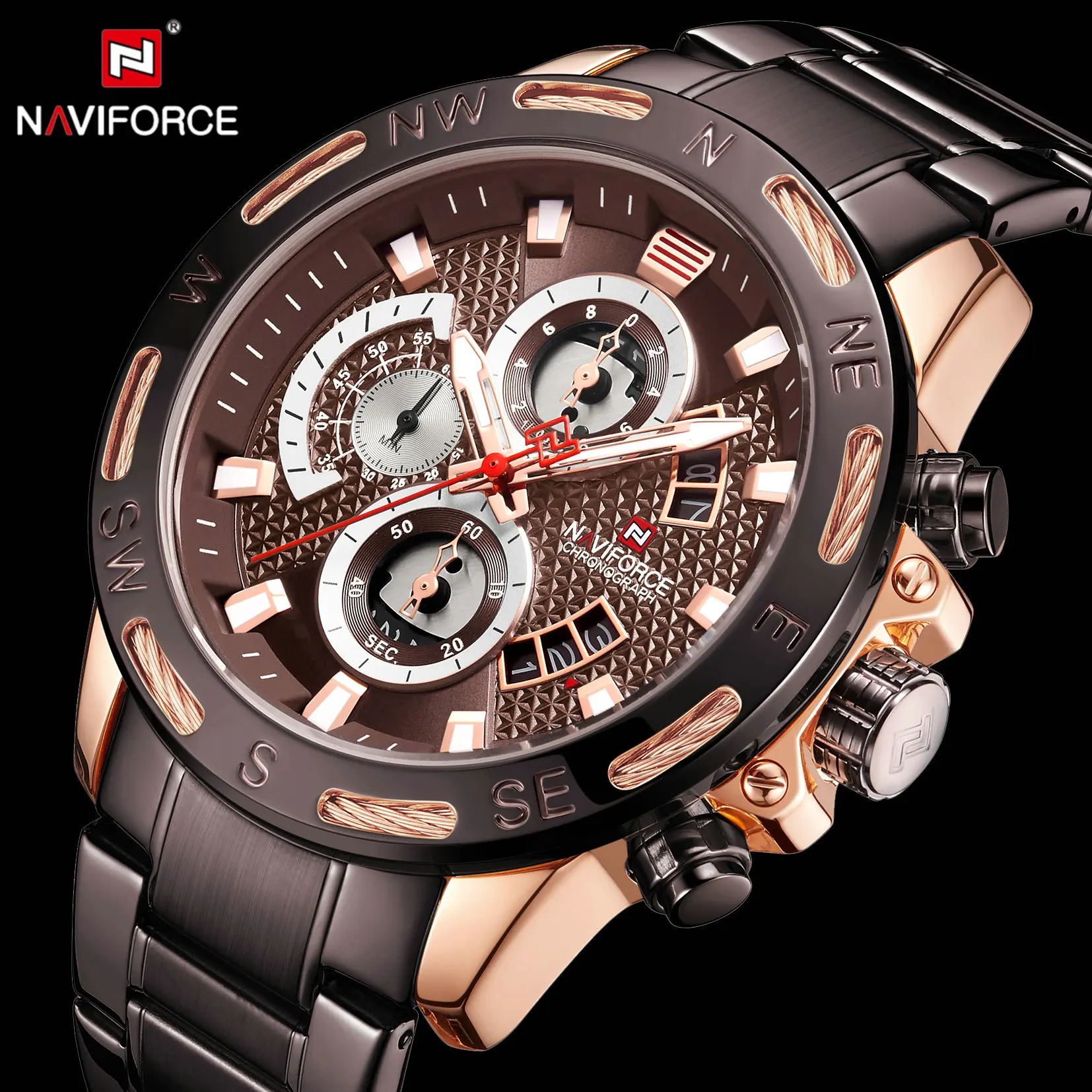 Часы наручные NAVIFORCE Мужские кварцевые с хронографом спортивные