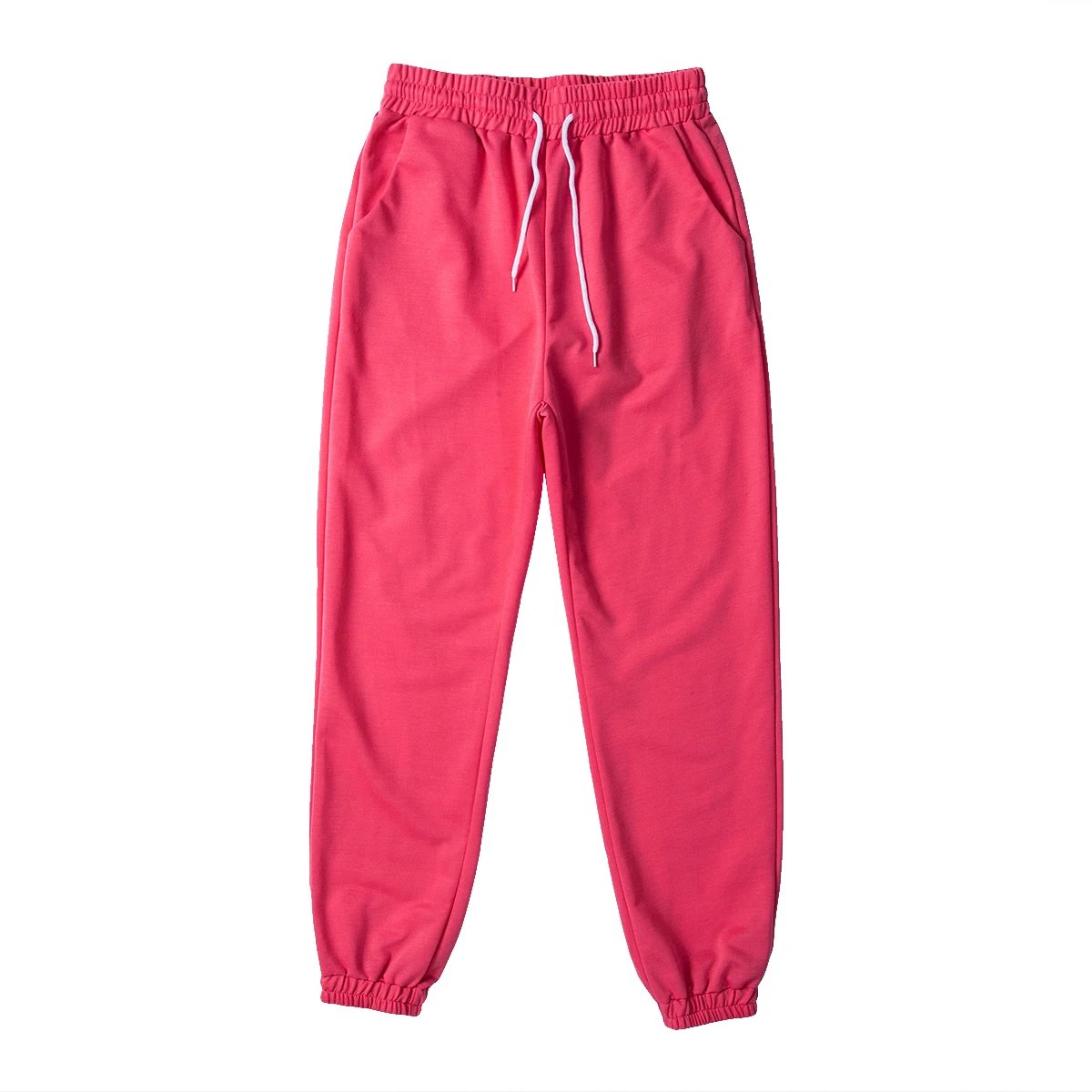 Активные женские тренировочные брюки с высокой талией для спорта, эластичные спортивные брюки, повседневные женские длинные штаны на шнурке для девочек, джоггеры - Цвет: Красный