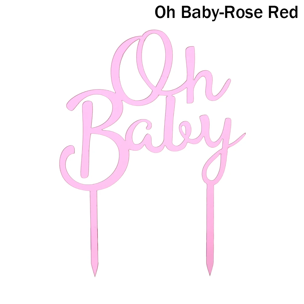 Золотой розовый акриловый One OH Топпер для детского торта для детского душа вечерние украшения милые подарки на день Святого Валентина десерт украшения - Цвет: Oh Baby-Rose Red