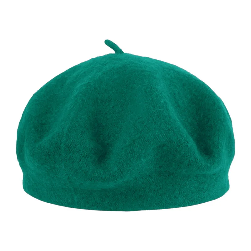Женский берет для девочек, одноцветная Женская французская теплая зимняя шапка, Boinas De Mujer, шляпа художника, Женские винтажные шляпки, женская уличная шапка - Цвет: dark green