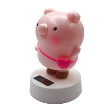 

Solar Bobbling Animal Pig Toys Ornaments for Car Dashboard Window Decoration Solar Powered Bobble Head Toy Dancing Figure Toy