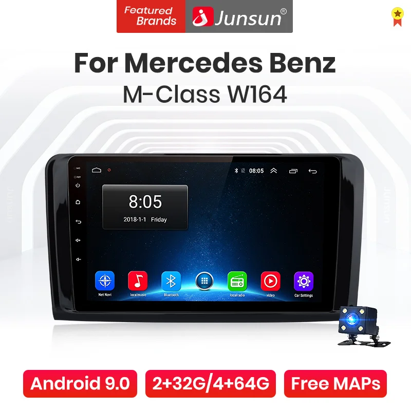 Junsun 4G + 64G Android 9 0 автомобиля радио для Mercedes Benz GL ML W164 GL320 ML350 ML500 X164 GL35 GL45 GL450 2005 2012 без
