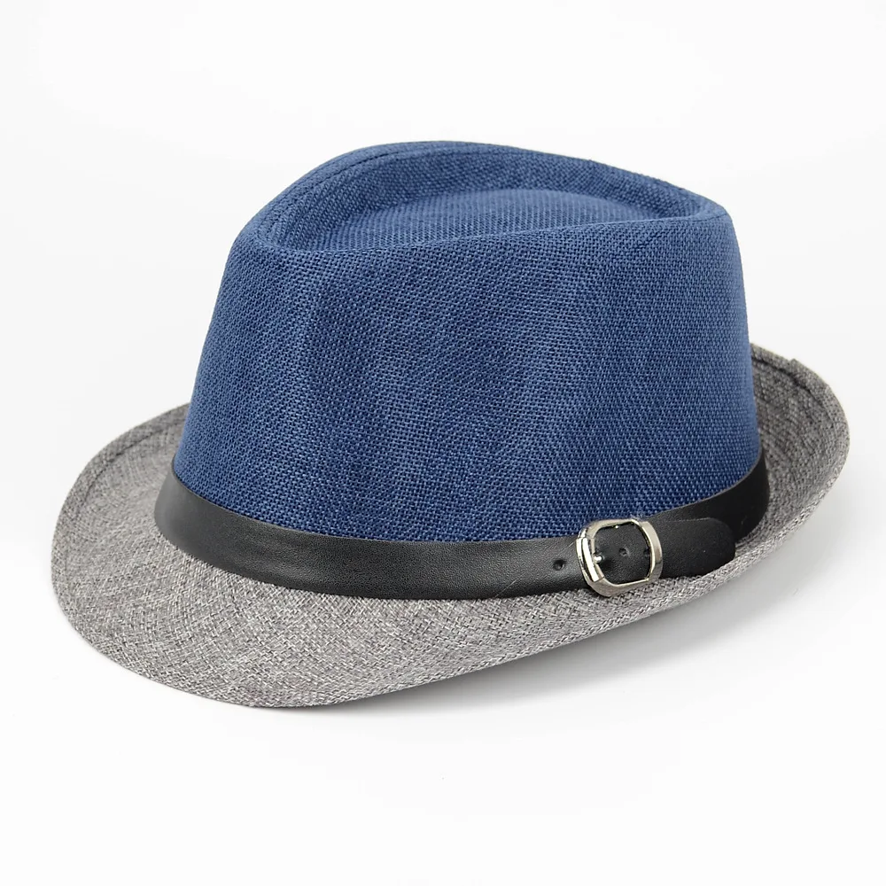 

New Style Leather Belt Flax Bowler Hat Adult Fedora Hat England Billycock Beach College Style Straw Hat Wholesale