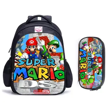 

16 Inch Mario Bros Children School Bags Orthopedic Backpack Kids School Boys Girls Teenage Mochila Infantil Catoon Bags