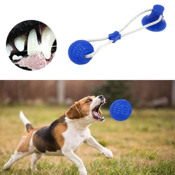 

Multifunction Elasticity Pet Supplies Cleaning Teeth Rubber Chew Ball Dog Biting Toy Pet Molar Bite With Suction Cup