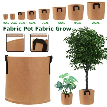 

Non-Woven Felt 1-20 Gallon Fabric Grow Bags Breathable Pots Planter Root Pouch Container Plant Smart Pots with Handles Garden Su