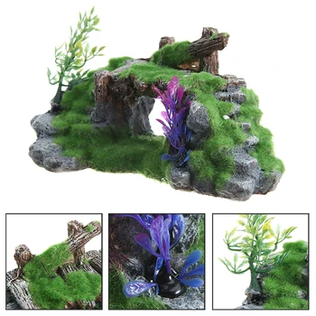 

18.8cm Resin Mountain View Aquarium Rock Cave Tree Fish Tank Hiding Cave Ornament Landscap Decoration