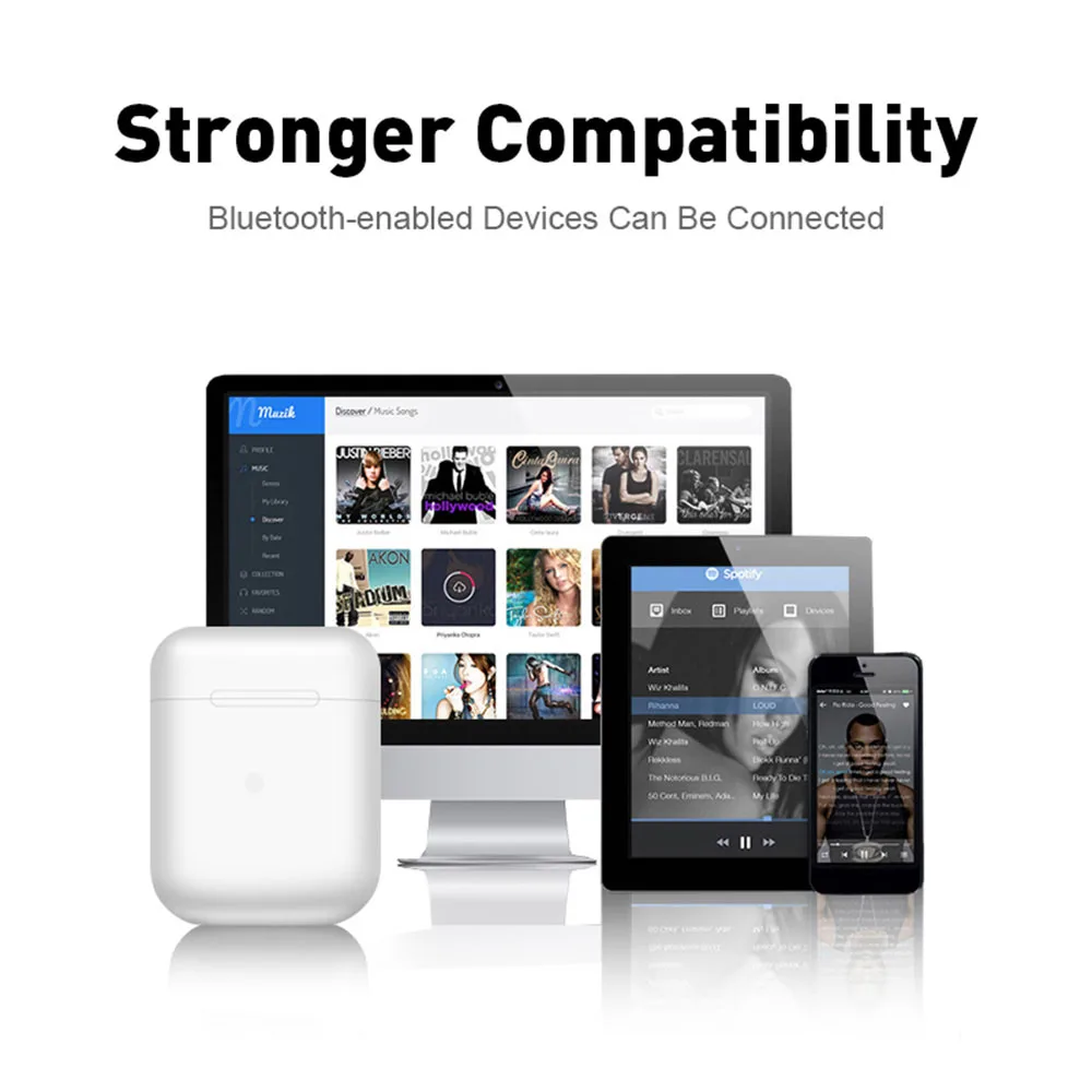i12 Tws Bluetooth WirelessEarphone Touch Key Mini Earbuds With Mic Charging Box Sport Headset For Smart Phone