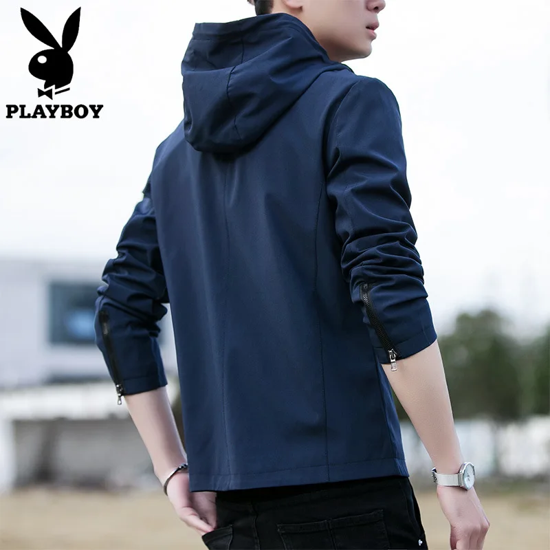 

PLAYBOY Men's Korean-style Slim Fit Stand Collar Solid Color Minimalist Version of the Jacket Men's