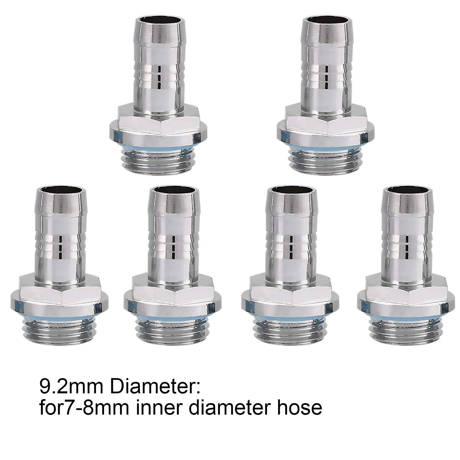 Water Cooling Fitting 6Pcs Barb-Fitting PC Two-Touch G1/4 Thread for Tube 5.5mm 7.5mm 9.2mm 11mm
