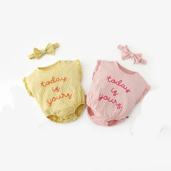 

2020 Summer Girls Baby Bodysuits and Headwear Infant Clothes
