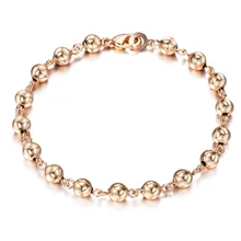 Модное ювелирное изделие 585, браслет-цепочка с бусинами из розового золота для женщин и девушек, застежка-Омар, Свадебный элегантный браслет на цепочке, подарок DCBM02