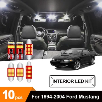 

10Pcs White Canbus LED Lamp Car Bulbs Interior Package Kit For 1994-2004 Ford Mustang Map Dome Trunk Plate Light