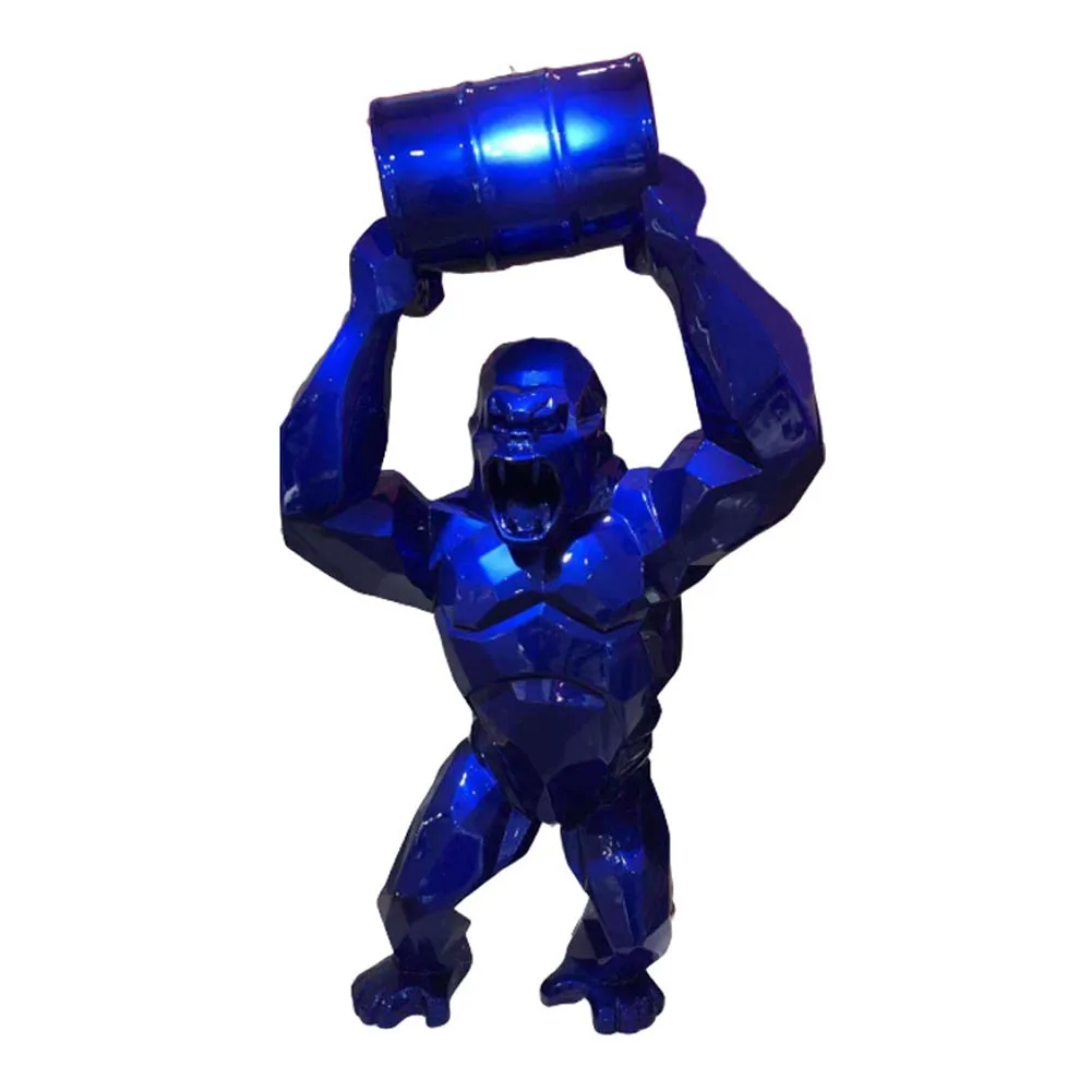 Большой 1" King Kong креативное украшение художественное ремесло животное моделирование смолы статуя гориллы бюст фигурка Коллекционная модель игрушки коробка - Цвет: blue