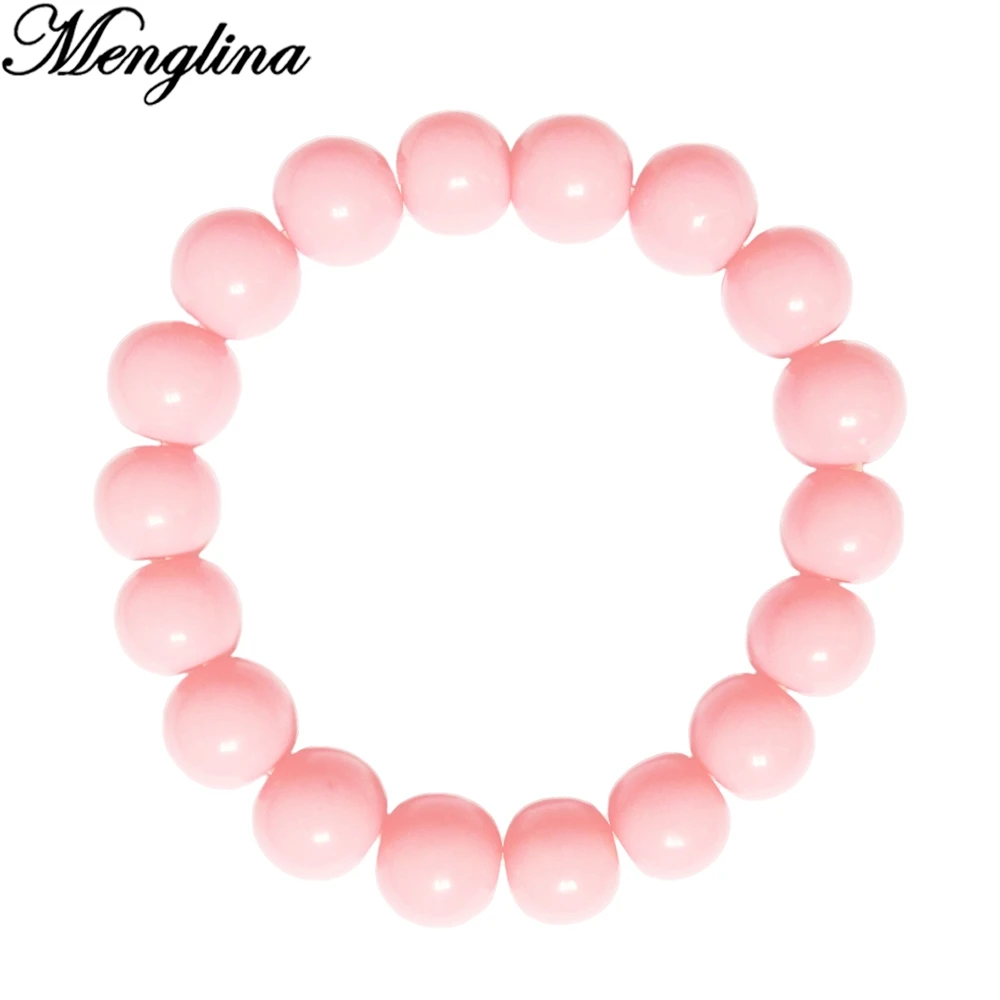 

Cute Lovely Light Pink Color Acrylic Bead Bracelets for Little Girls Kid Elastic Stretch Plastic Beads Strand Bracelet for Women