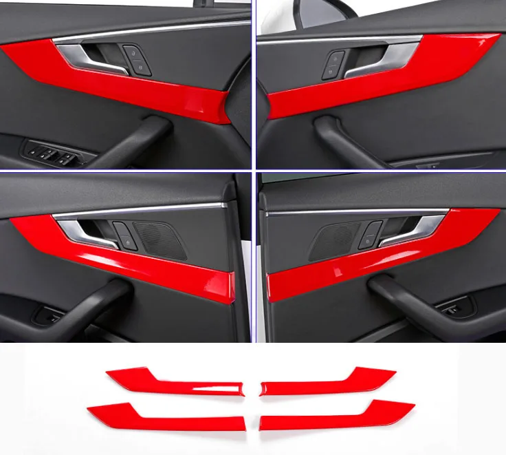 Автомобильный Стайлинг для Audi A4 B9 A5, Центральная панель переключения передач, подставка для рук, крышка стакана воды, наклейки, интерьерные авто аксессуары - Название цвета: C Model Red