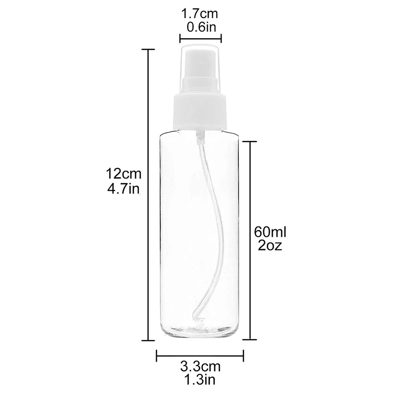 12 Pack Plastic Clear Spray Bottles Refillable Bottles Empty Transparent Plastic Fine Mist Spray Bottle 60Ml