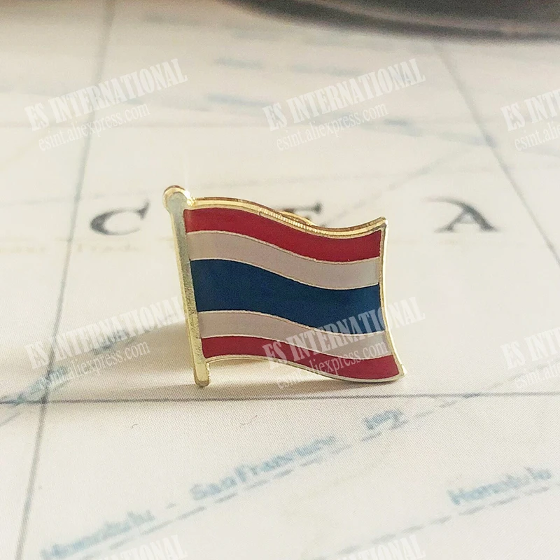Thailand National Flag Lapel Pins Crystal Epoxy Metal Enamel Badge Paint Brooch Souvenir Suit Personality Commemorative | Дом и сад